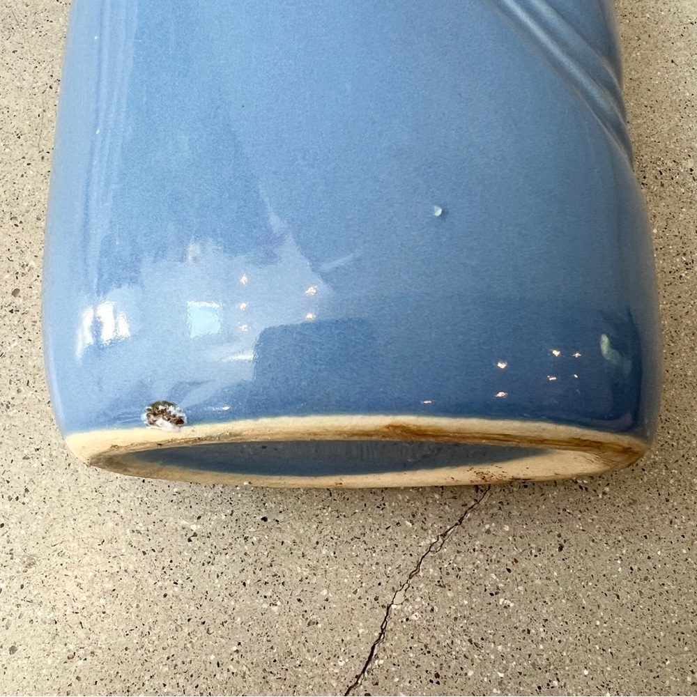 Vintage Drip Glaze Draped Deco Vase with Kintsugi Delphinium Blue Midcen… - Picture 9 of 9